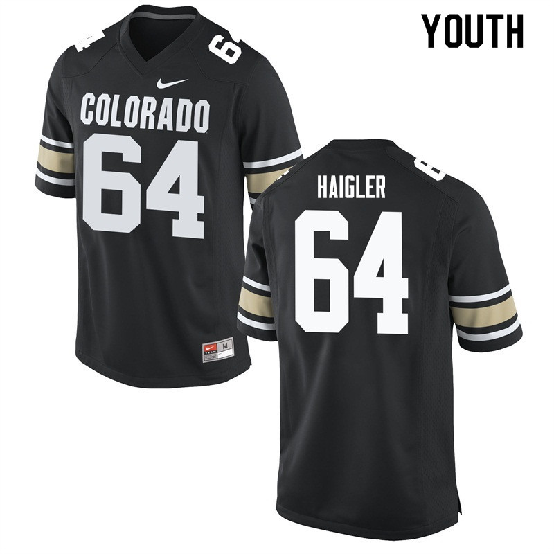 Youth #64 Aaron Haigler Colorado Buffaloes College Football Jerseys Sale-Home Black - Click Image to Close
